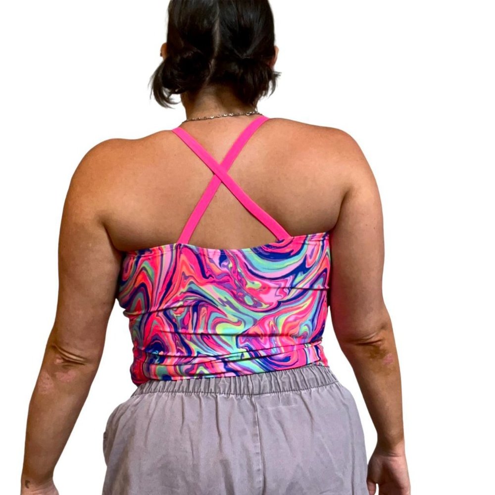 Multi-Colored Trippy Patterned Tankini - Picture 3 of 3